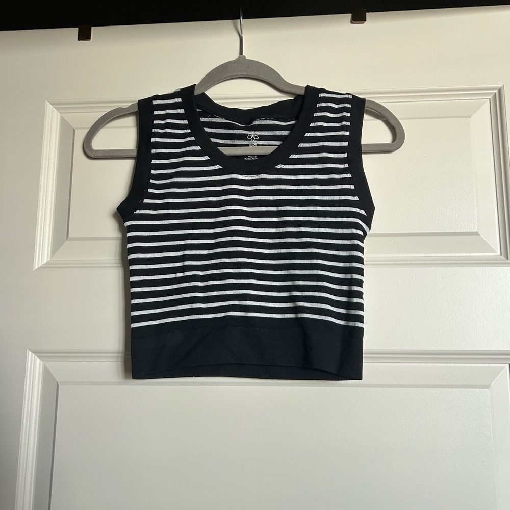 Aura Black and White Striped Tank Top